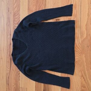 Talbots Dark Navy Pima Cotton V-Neck Sweater Size Medium